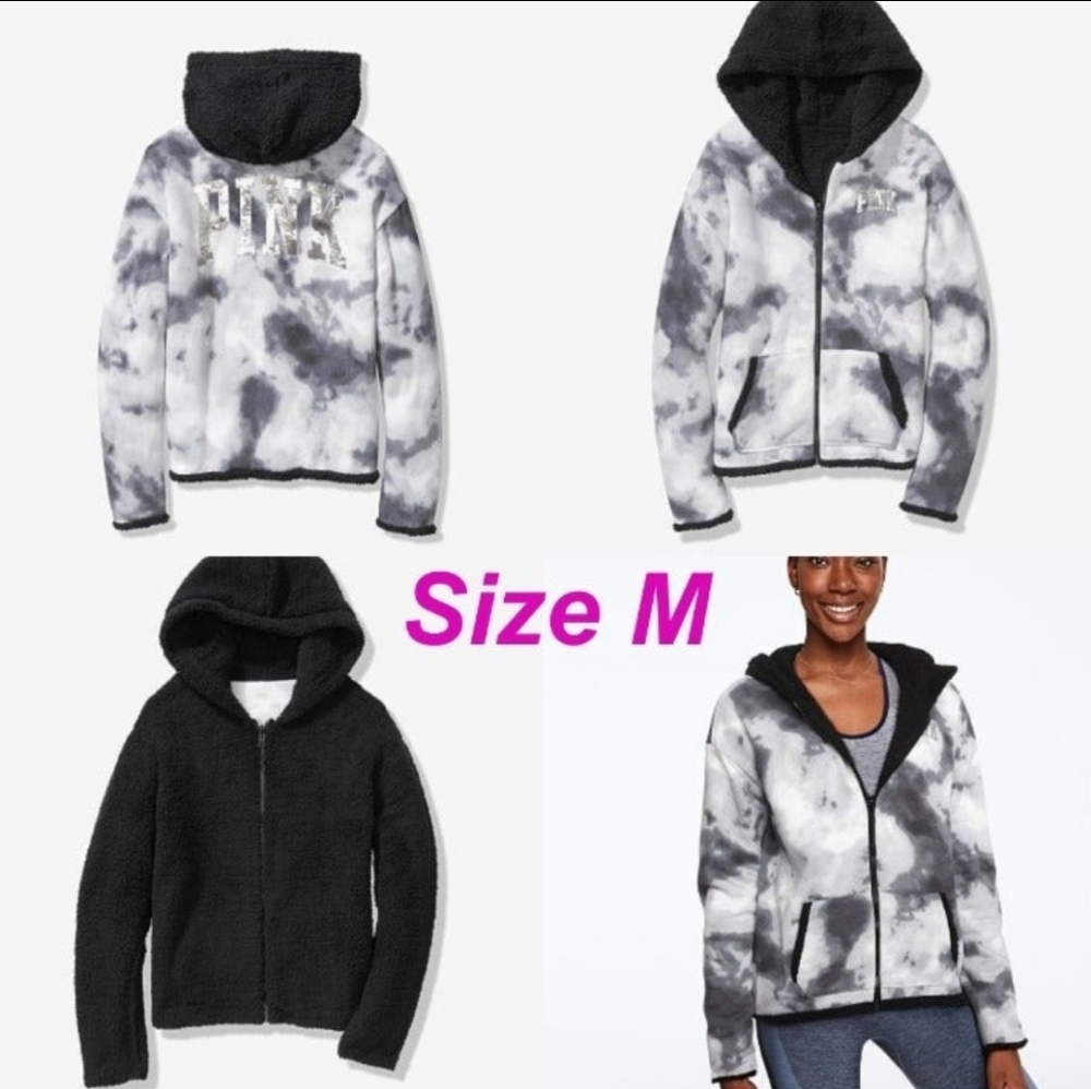 BLING Victoria's Secret PINK Tie-Dye Revesible Sherpa Jacket